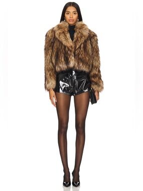 lovers and friends Madison Short in Black Medium NEW Faux Leather